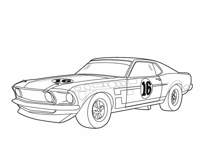 Coloriage Voiture De Course Mustang Dessin Gratuit À Imprimer destiné Coloriage De Voiture De Courses