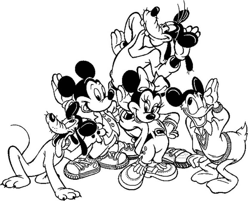 Coloriages Des Amis De Mickey - Minnie Mickey Donald Dingo Et Pluto destiné Mickey Et Minnie À Colorier