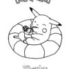 Coloriages Pokemon - Pikachu Sur Sa Bouée concernant Dessin De Pikachu À Imprimer