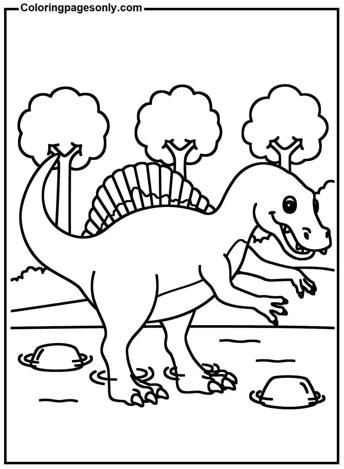 Coloriages Spinosaurus Heureux - Coloriages Spinosaurus - Des dedans Coloriage Spinosaurus