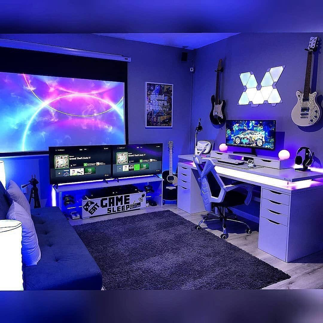 Computer Gaming Room, Gaming Room Setup, Gaming Rooms, Gaming Pcs, Desk dedans Setup Gaming Chambre