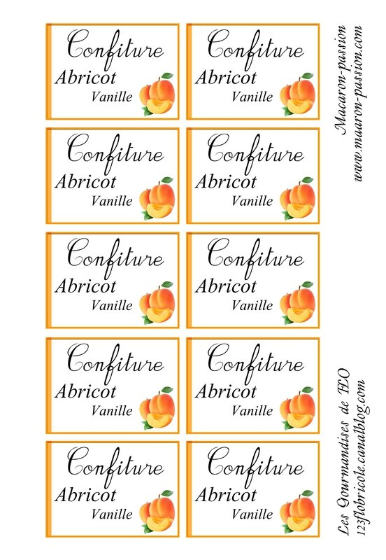 Confiture Abricot Vanille : Étiquettes - 1 2 3 Flo Bricole : Les tout Etiquette Confiture Gratuite À Imprimer Le Parfait