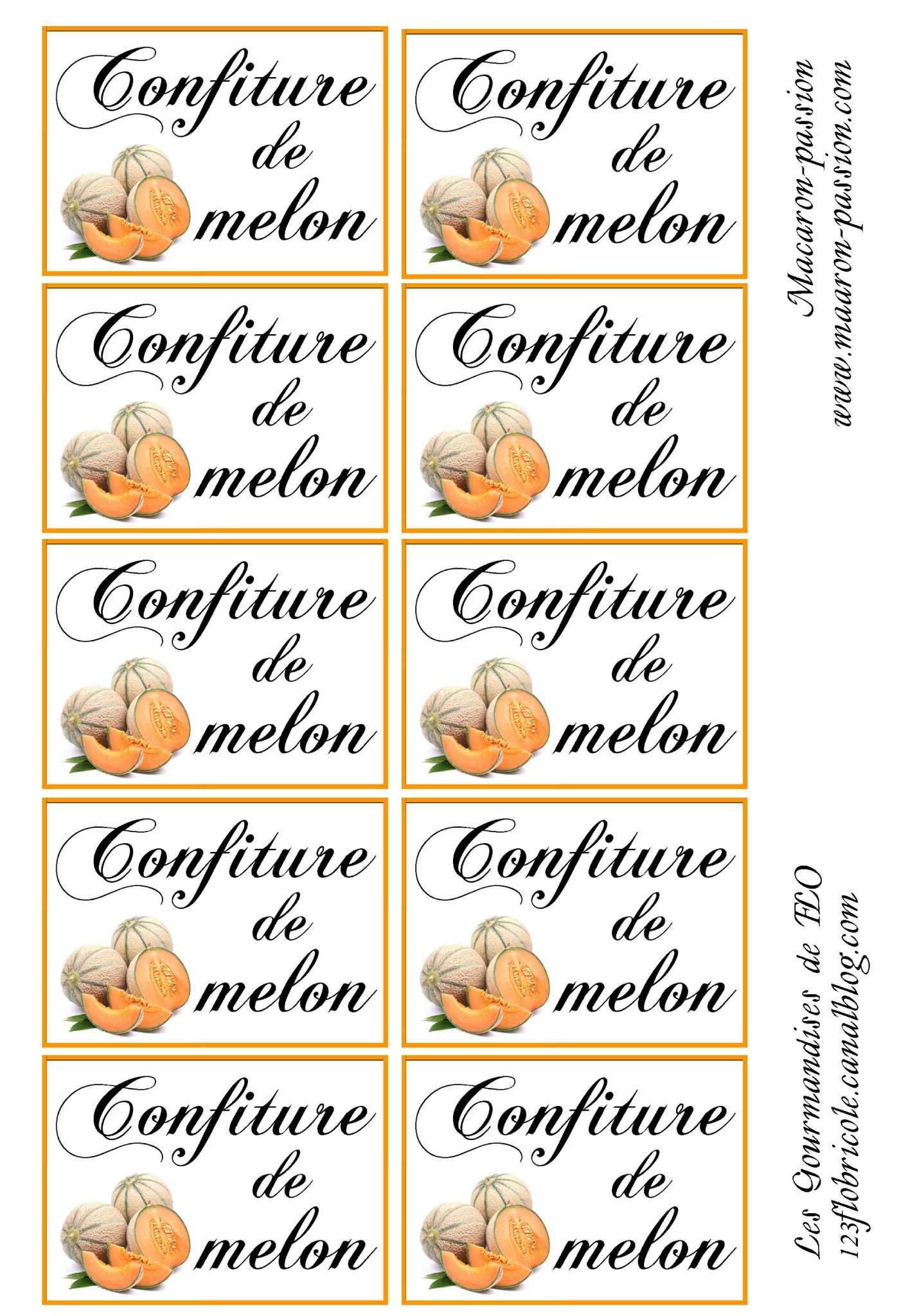 Confiture Melon : Étiquettes - 1 2 3 Flo Bricole : Les Gourmandises De encequiconcerne Etiquette Confiture Gratuite À Imprimer Le Parfait