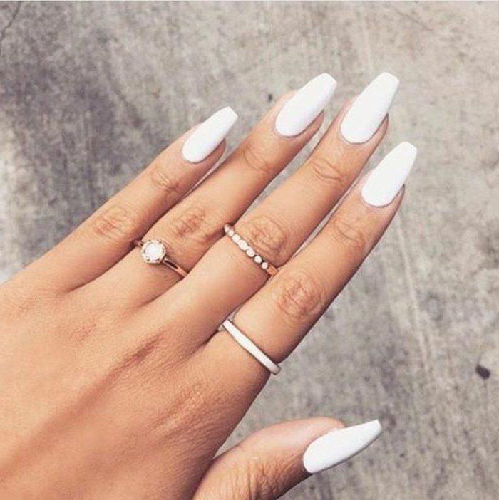 Deco Ongle Longs Manucure Blanche Simple Et Pure Bijoux #Luxurynails avec Idee Ongles En Gel Blanc