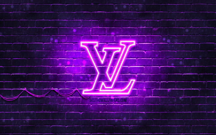 Download Wallpapers Louis Vuitton Violet Logo, 4K, Violet Brickwall tout Fond D&amp;#039;Écran Louis Vuitton