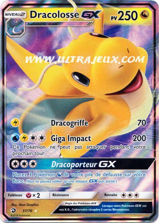 Dracolosse Gx (37/70) [Carte Pokémon Cartes À L'Unité Français] - Ultrajeux pour Dracolosse Dessin