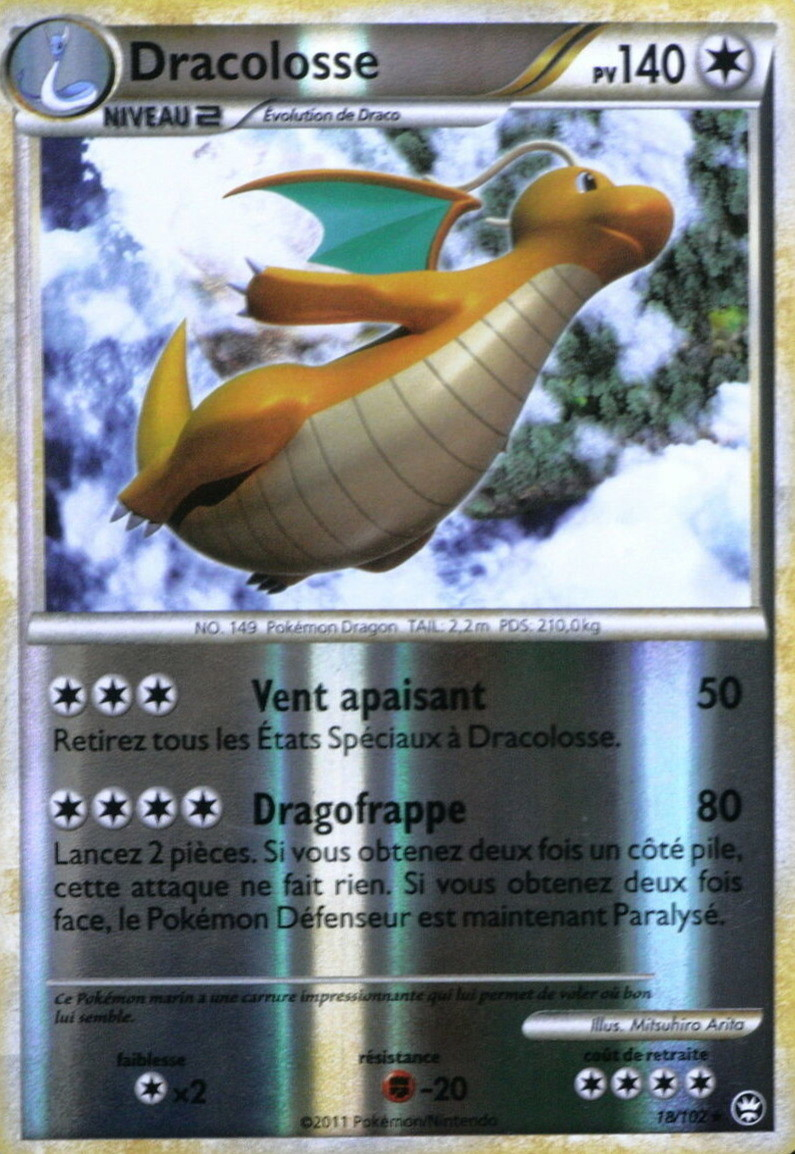 Dracolosse Reverse - Carte Pokémon 18/102 Pokémon Série Hs-Triomphe avec Dessin Dracolosse
