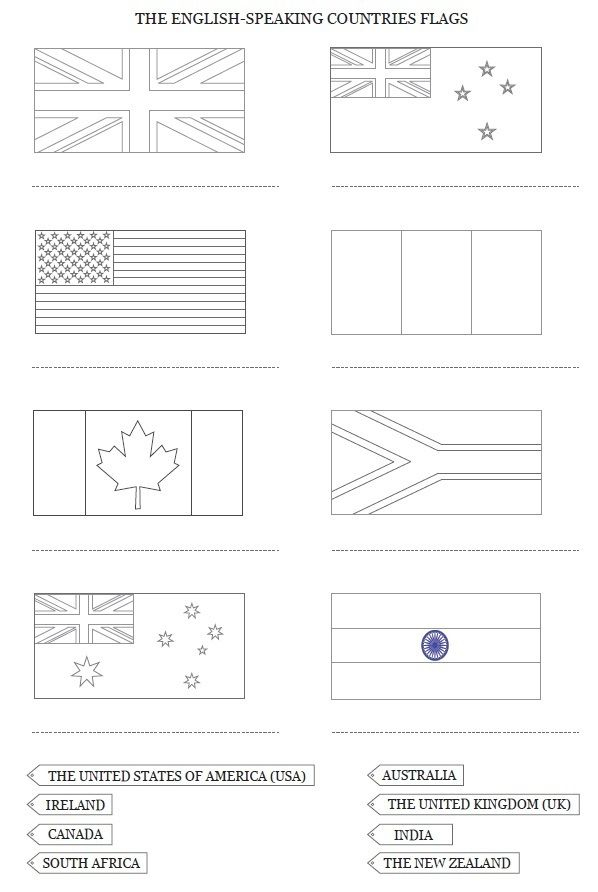 Drapeaux Et Carte Des Pays Anglophones À Colori | Drapeaux | Anglais à Coloriage Drapeau Royaume Uni