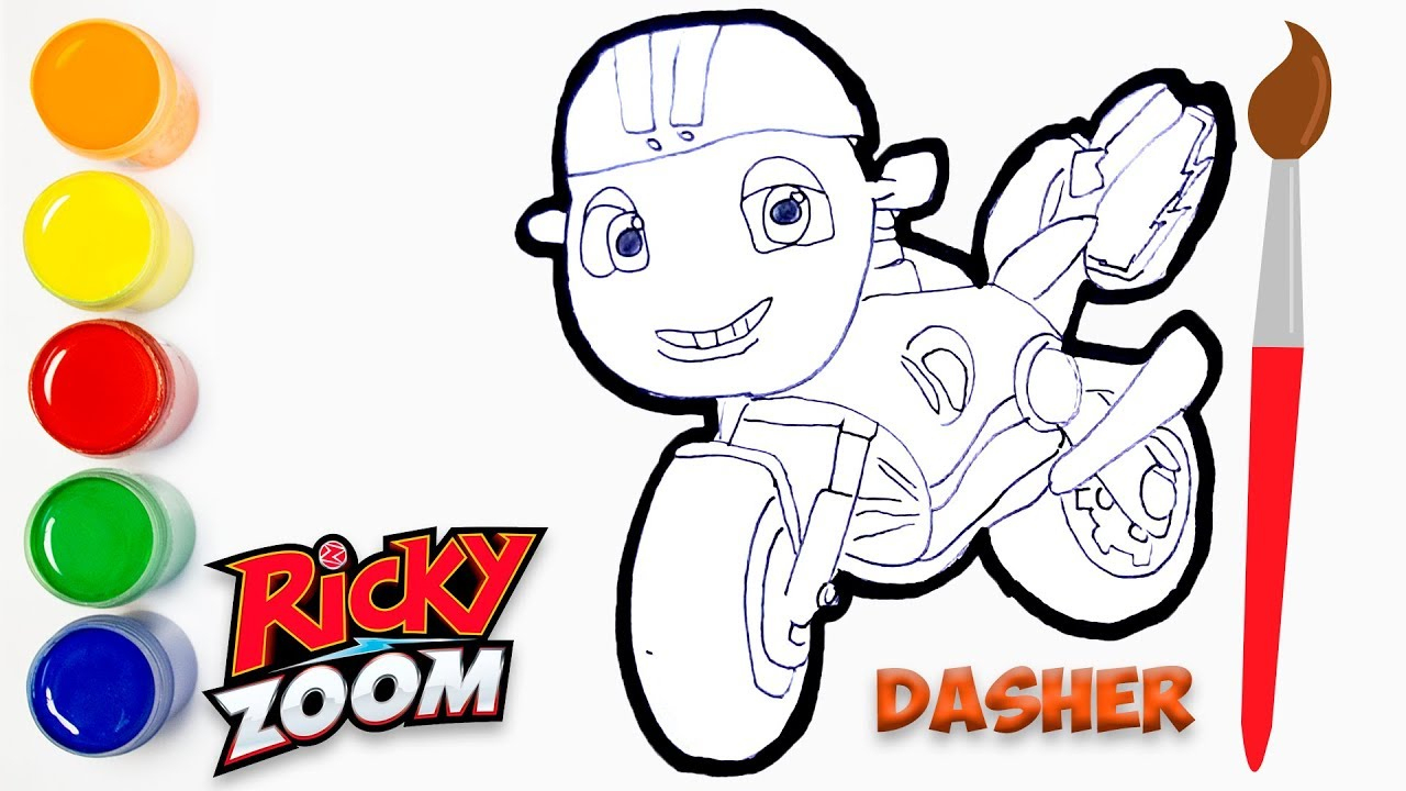 ⭐ How To Draw Motorcycle Dasher Ricky Zoom 🔴 Como Dibujar Y Colorear intérieur Dessin Ricky Zoom