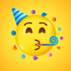 Emoji De Fête. Visage Heureux Avec Chapeau D'Anniversaire Et Confettis dedans Emoji Anniversaire Gratuit Animé