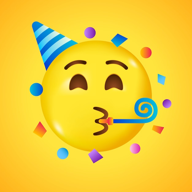 Emoji De Fête. Visage Heureux Avec Chapeau D'Anniversaire Et Confettis dedans Emoji Anniversaire Gratuit Animé