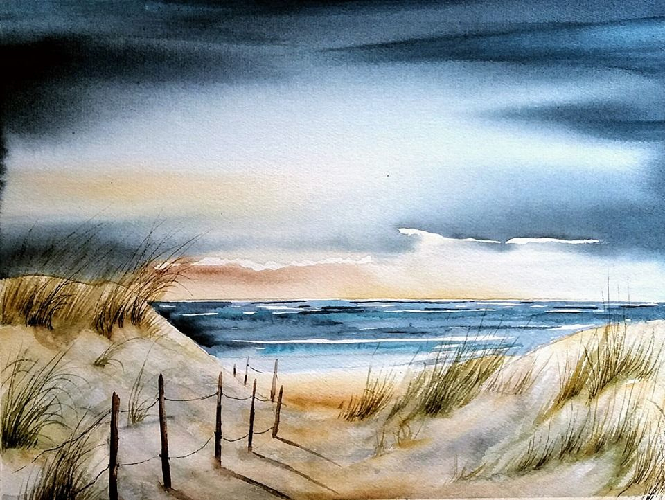 Épinglé Par Katell | Blogueuse Aquarellist Sur Paysage De Mer À L dedans Paysage Aquarelle Facile