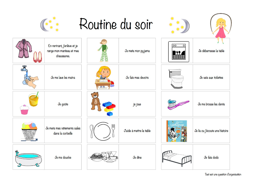 Épinglé Sur Rentrée École Préparation dedans Routine Du Matin Et Du Soir Pdf