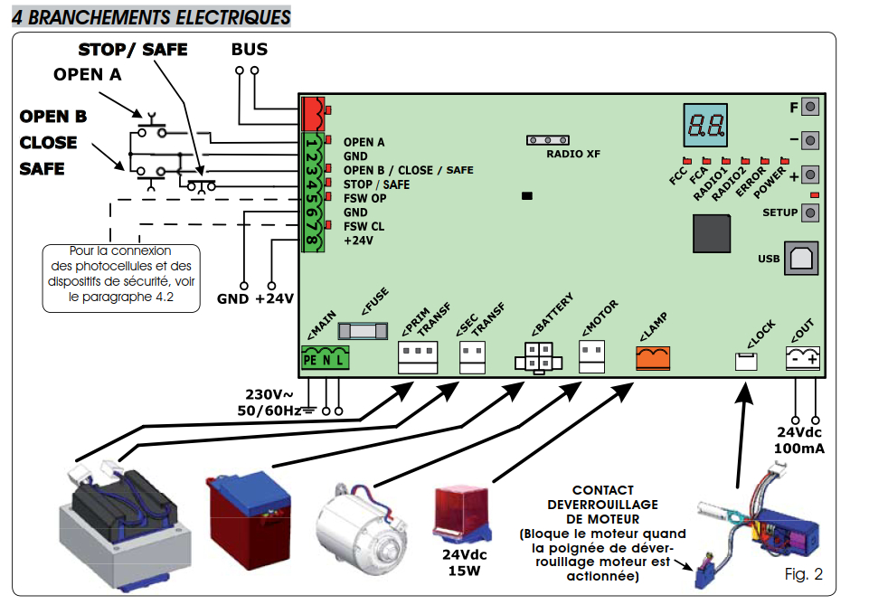 Fgs212 Et Portail Faac C720 - Actionneurs &amp;amp; Ouvrants (Portail, Volets destiné Schema Cablage Portail Electrique Coulissant