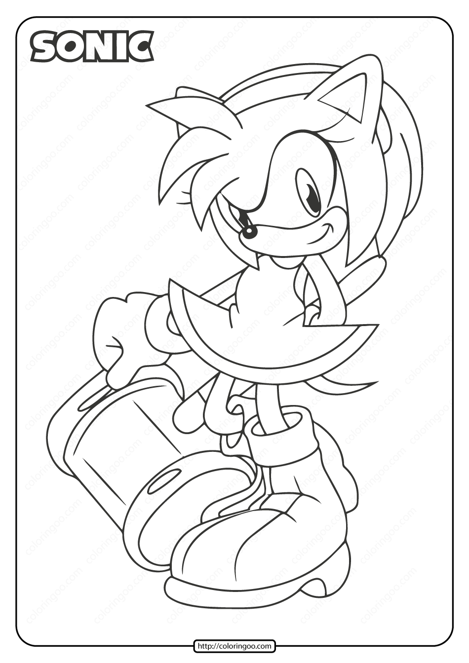 Free Printable Sonic Amy Rose Pdf Coloring Page destiné Coloriage Amy Rose