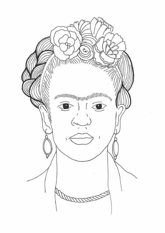 Frida Kahlo Coloring Sheet Printable Pdf Download serapportantà Frida Kahlo Coloriage