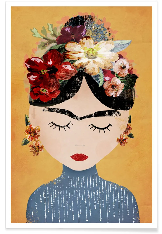 Frida Kahlo-Illustration Poster | Juniqe In 2020 | Kinderzimmer Kunst destiné Dessin Frida Kahlo Facile