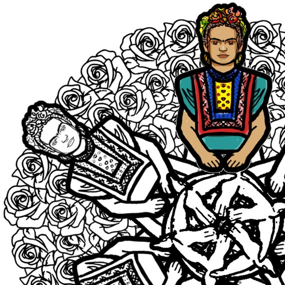 Frida Kahlo Mandala Coloring Page serapportantà Frida Kahlo Coloriage