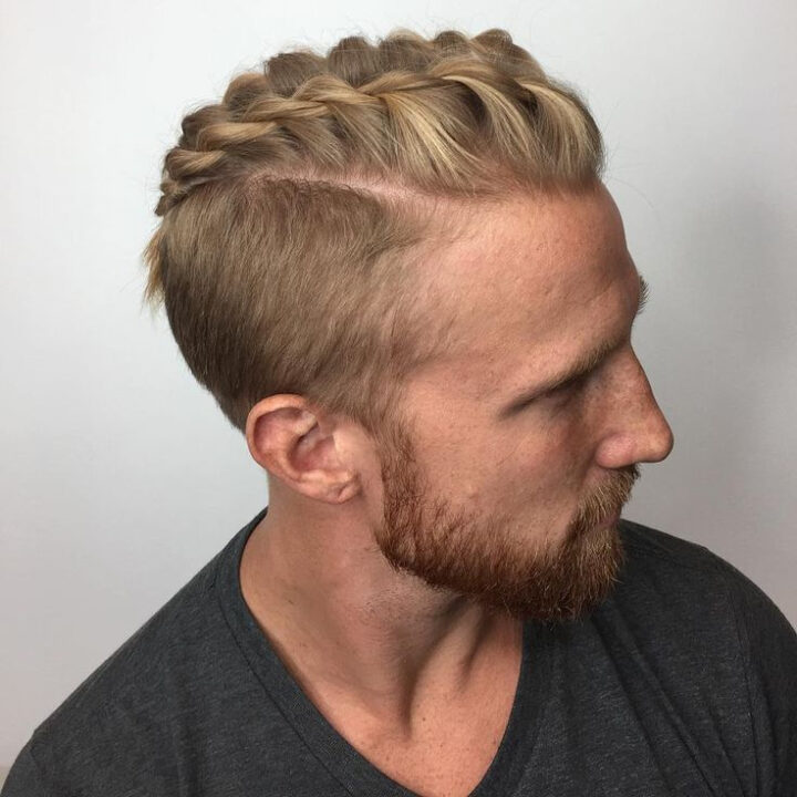 Front Braided And Side Trimmed Viking Style For Men avec Coupe Viking Homme