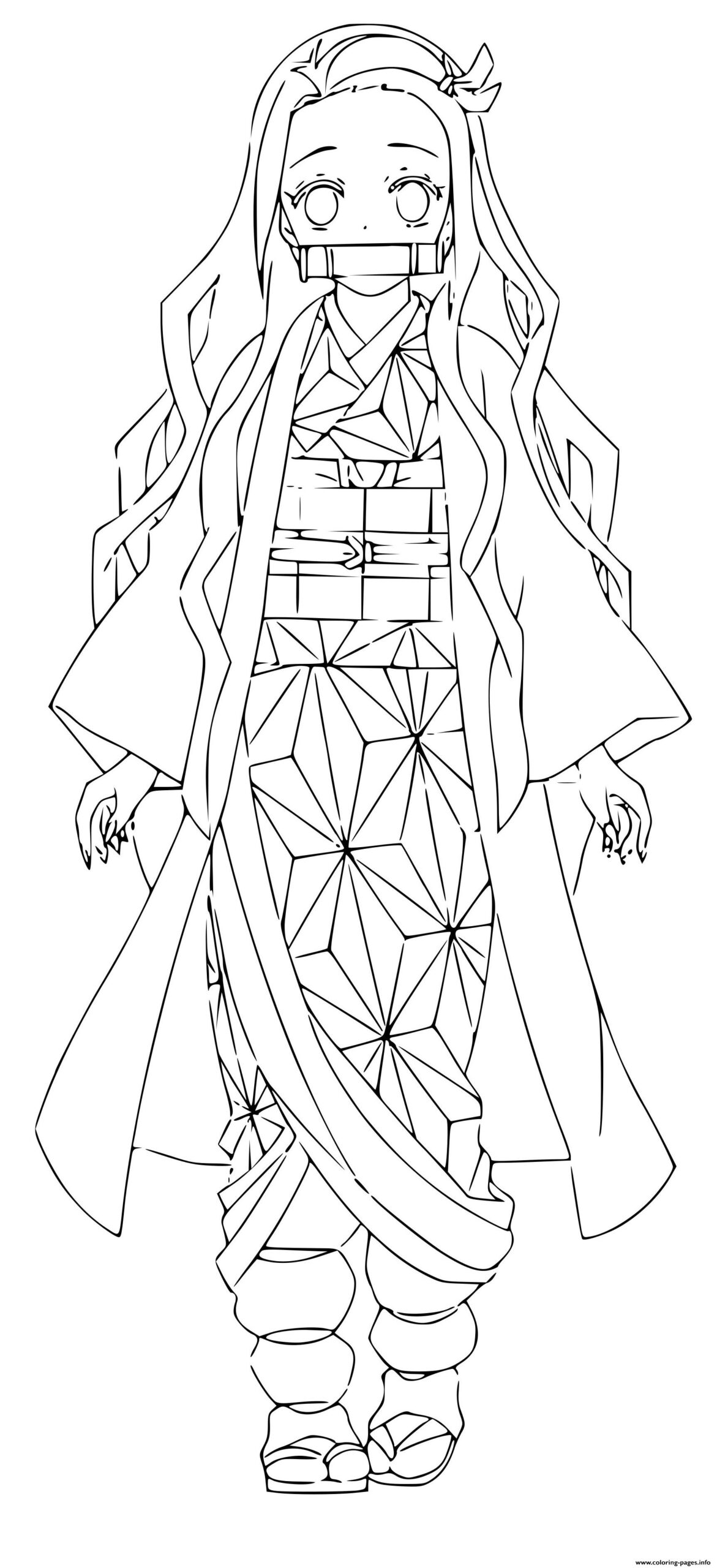 Full Length Nezuko Demon Slayer Coloring Page Printable dedans Dessins Demon Slayer