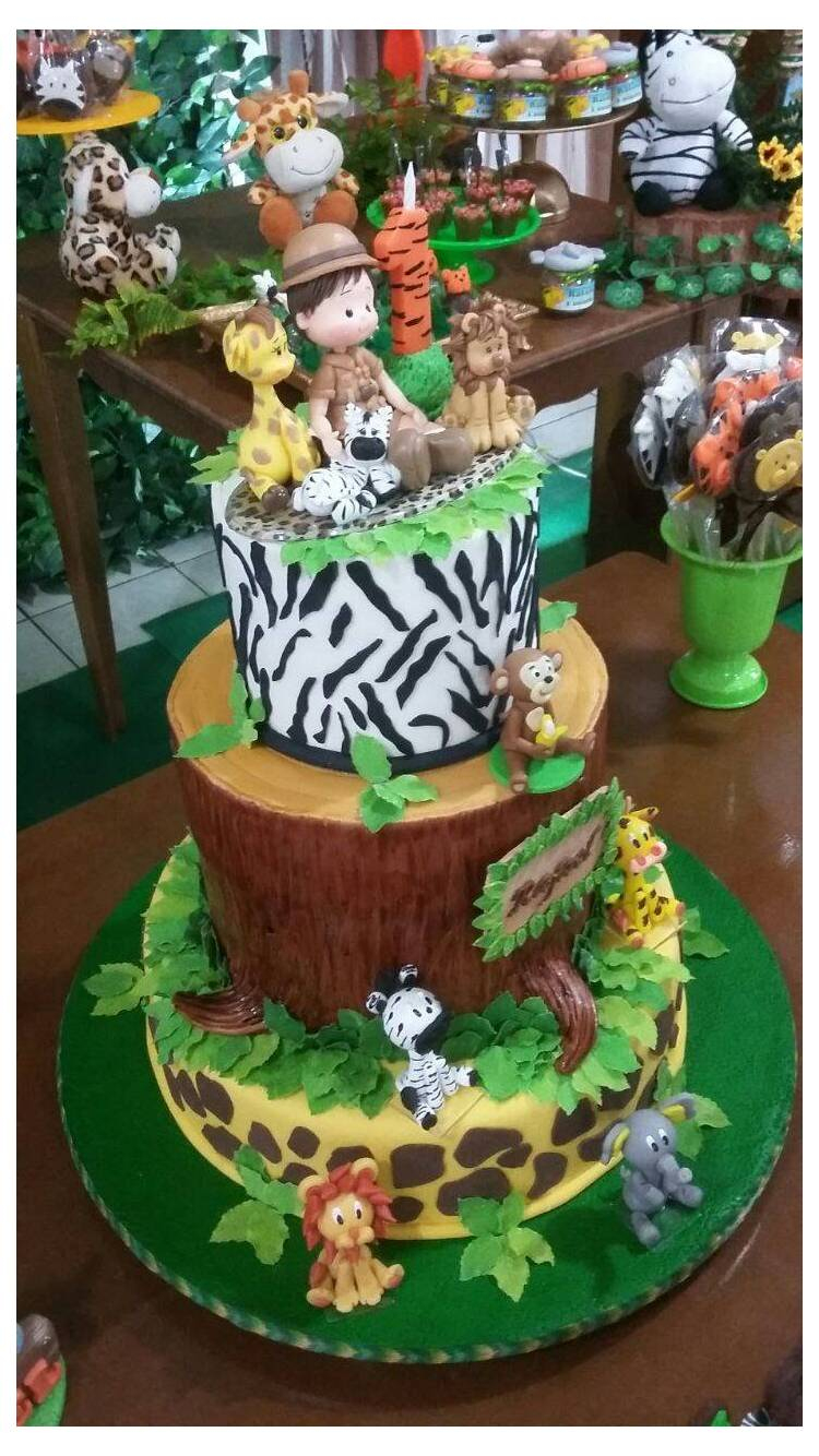 Gâteau À Étage Jugle Safari . Créations Client Thema Deco. dedans Gâteau Thème Jungle