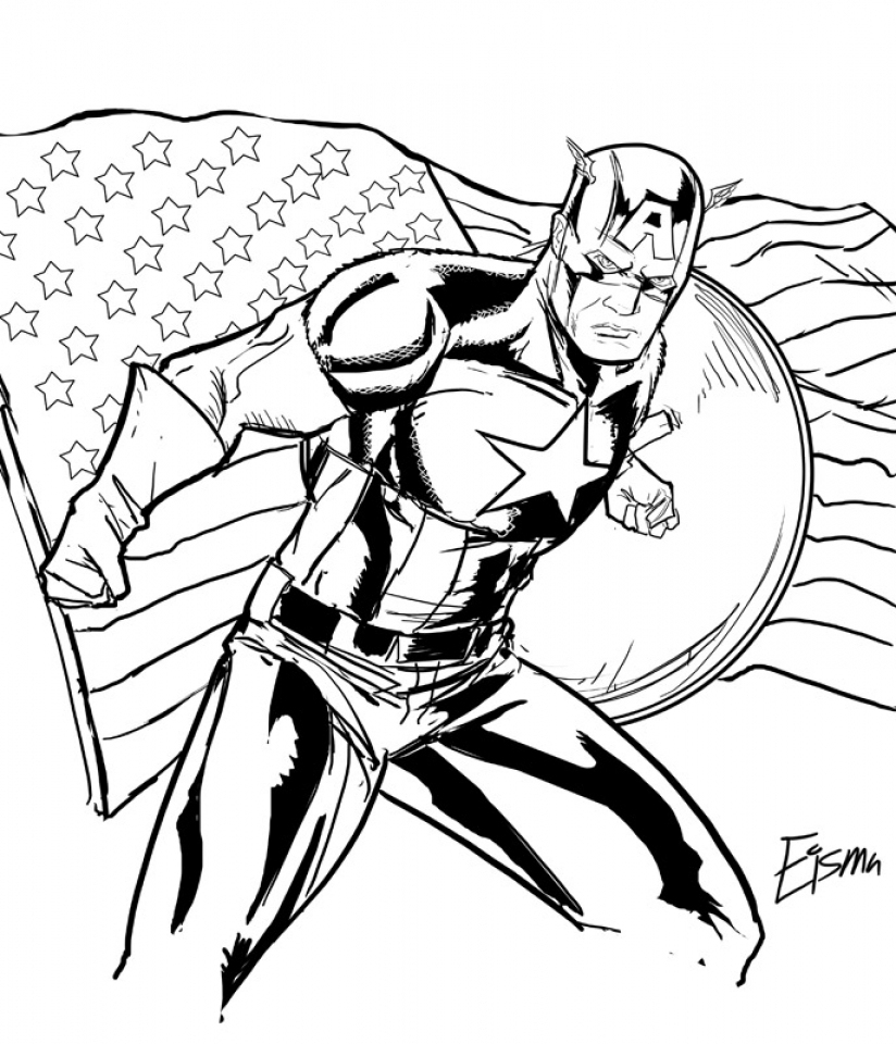 Get This Captain America Coloring Pages Marvel Superhero 31624 encequiconcerne Captain America Dessin