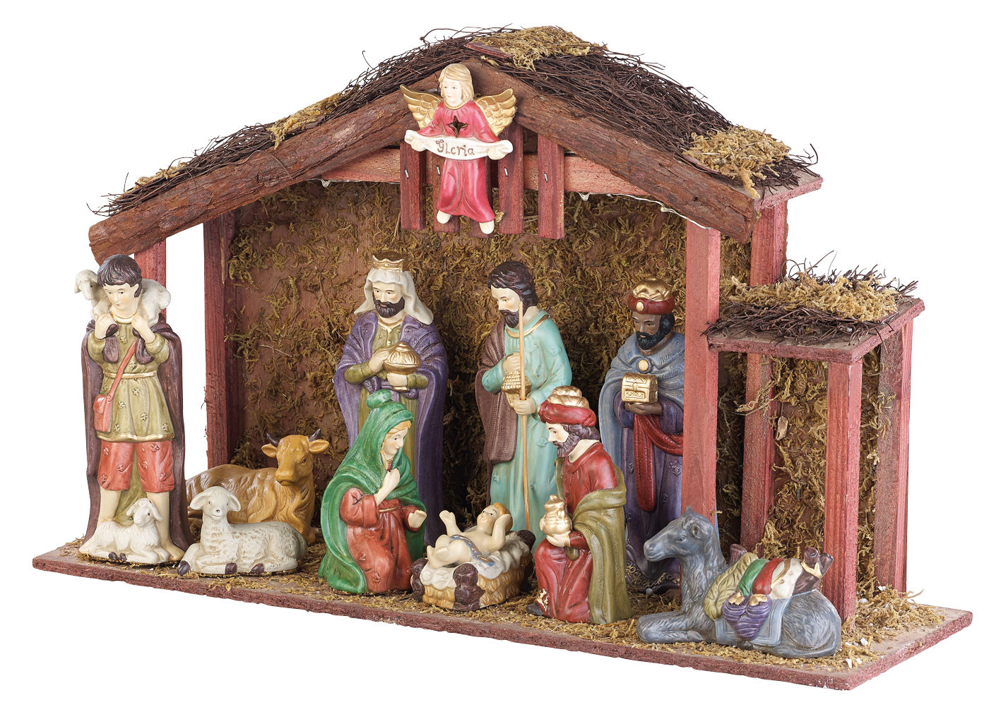 Grande Crèche De Noël Avec 11 Figurines En Porcelaine Et Led | Crèches avec Activités Noel Creche