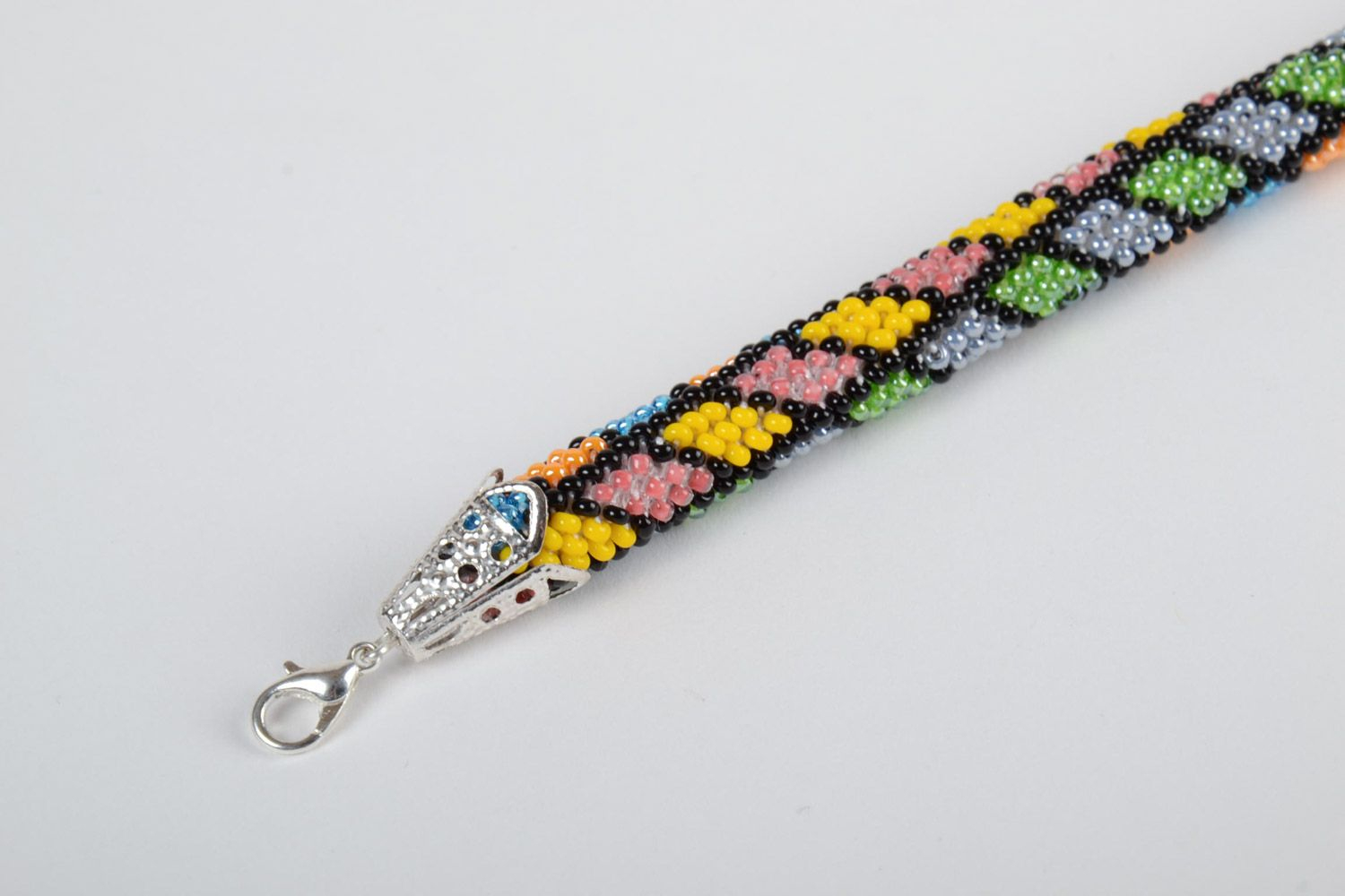 Gros Bracelet En Perles De Rocailles Fait Main Multicolore Design avec Bracelet Perle De Rocaille