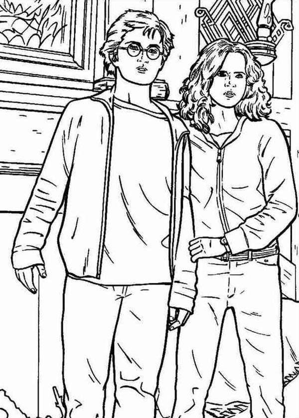 Harry Potter And Hermione Granger Coloring Page - Netart pour Hermione Granger Coloriage Hermione