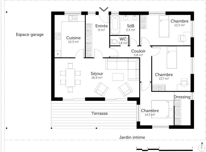 Image Associée | Plan De Maison Rectangulaire, Plan Maison Plain Pied avec Plan Maison En L