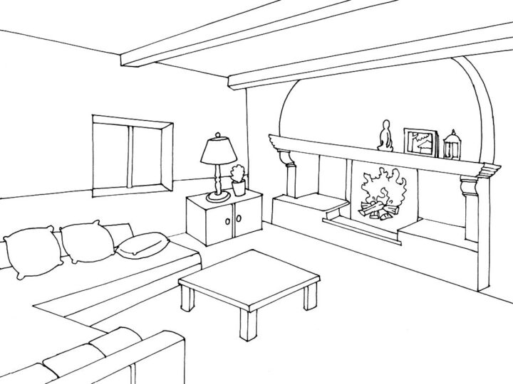 Image De Salon | Inside A House, House Colouring Pages, Coloring Pages à Coloriage Villa