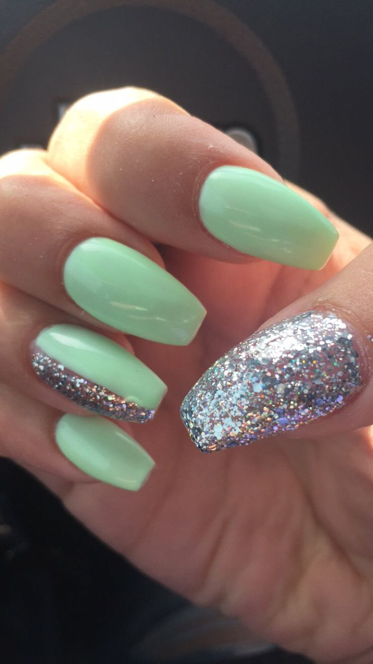 Image Result For Mint Green Nails | Ongles Verts, Ongles Couleur Menthe dedans Ongles Vert Pastel