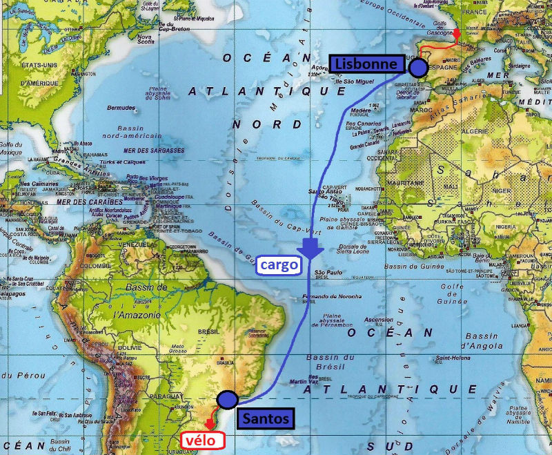 Itinéraire En Amérique Du Sud à Carte Côte Atlantique