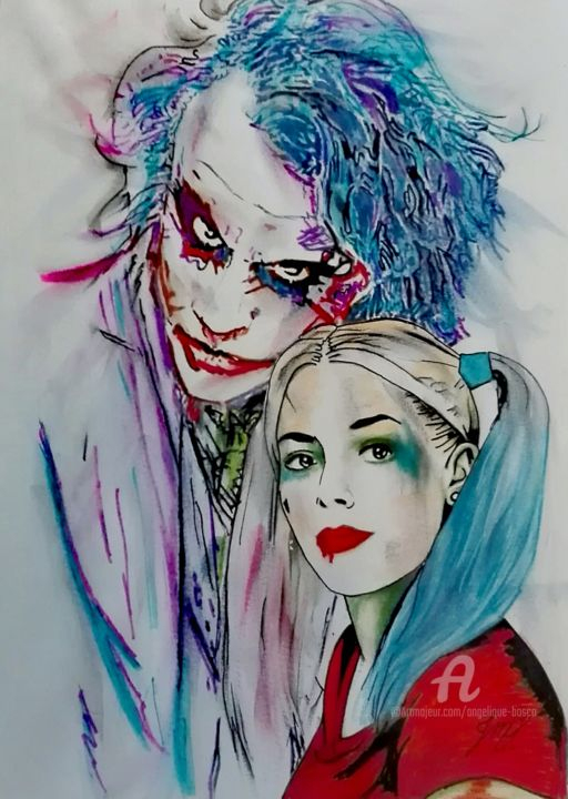 Joker Harley Quinn., Drawing By Jean Marie Vandaele | Artmajeur serapportantà Harley Quinn Dessins