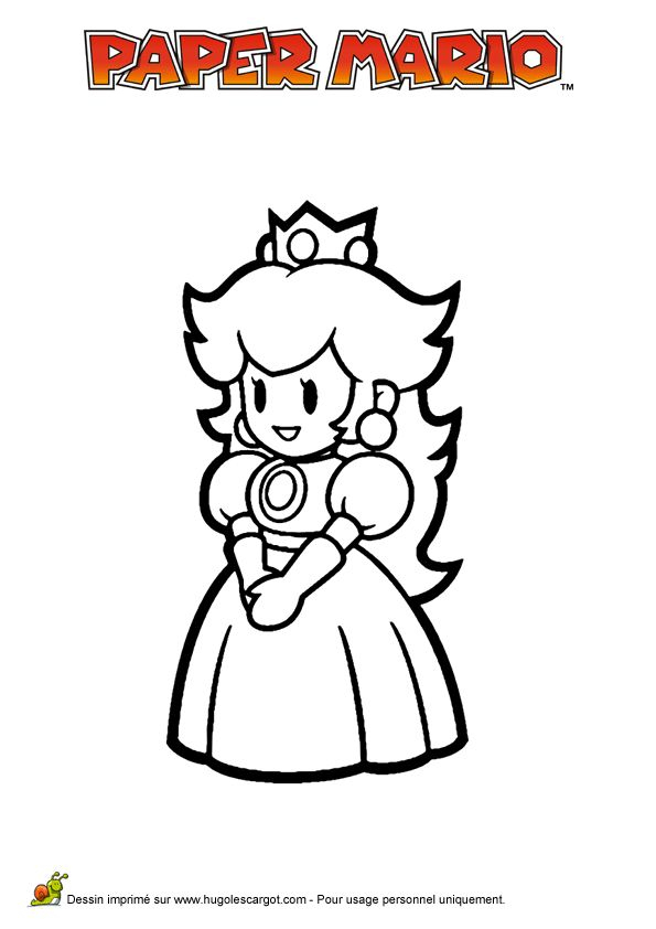La Princesse Peach Du Jeu Vidéo Mario Paper Millenaire, À Colorier tout Coloriage Princess Peach