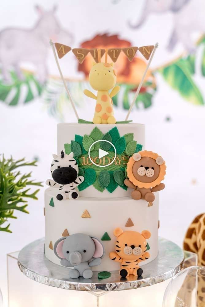 Le Gâteau D'Anniversaire À Cette Fête D'Anniversaire Modern Safari serapportantà Gâteau Thème Jungle