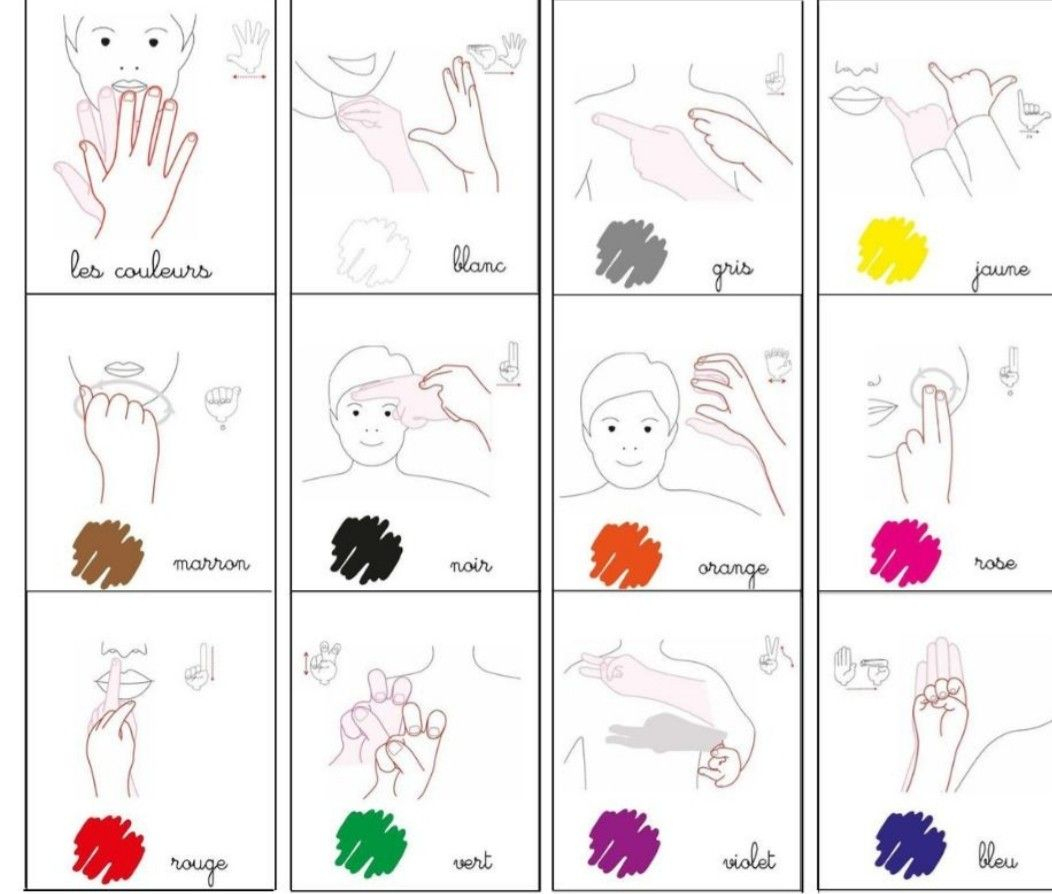 Les Couleurs En Lsf | Language Des Signes, Langue Des Signes Pour Bébé pour Langue Des Signes A Imprimer