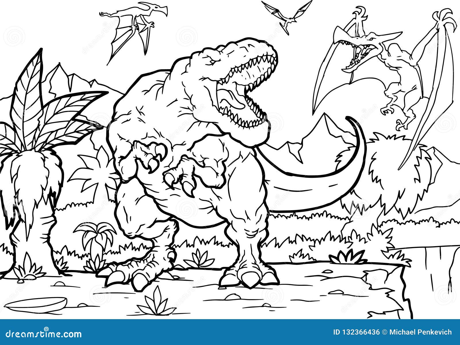 Livre De Coloriage De Tyrannosaure De Bande Dessinée Illustration De encequiconcerne Coloriage Tyrannosaure Rex