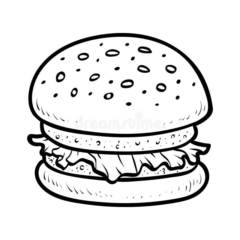 Livre De Coloriage, Hamburger Illustration De Vecteur - Illustration Du à Coloriage Hamburger Frites