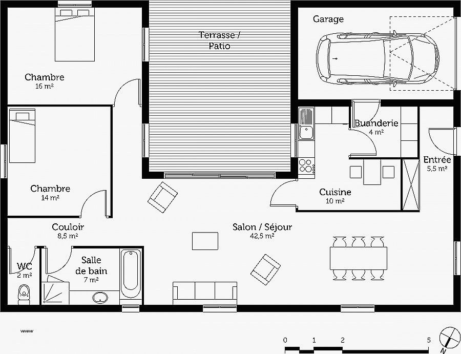 Maison Plain Pied Plan Maison En U Avec Piscine Au Milieu dedans Plan Maison En U 150M2