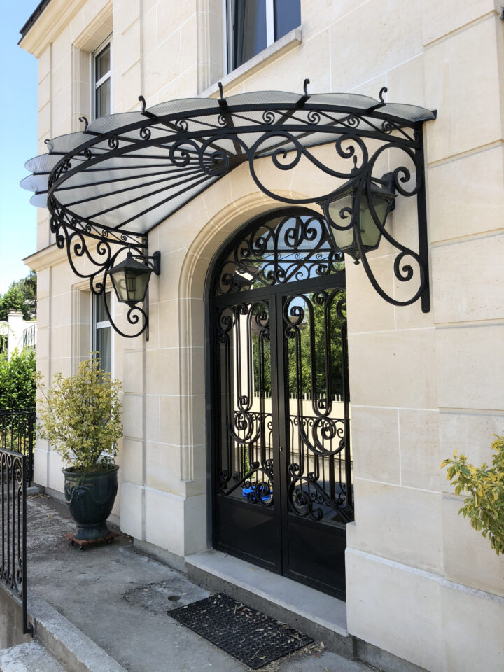 Marquise En Fer Forgé Plein | Porche Entrée Maison, Façade Maison pour Porte D&amp;#039;Entrée Maison En Pierre