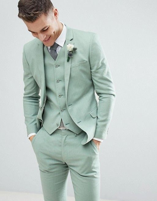 Men Suits Sage Green 3 Piece Slim Fit Elegant Formal Fashion Suits destiné Costume Vert Sapin