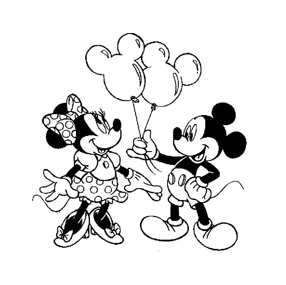 Mickey Minnie 2 Ballons - Coloriage Mickey Et Ses Amis Pour Enfants à Dessin A Imprimer Mickey