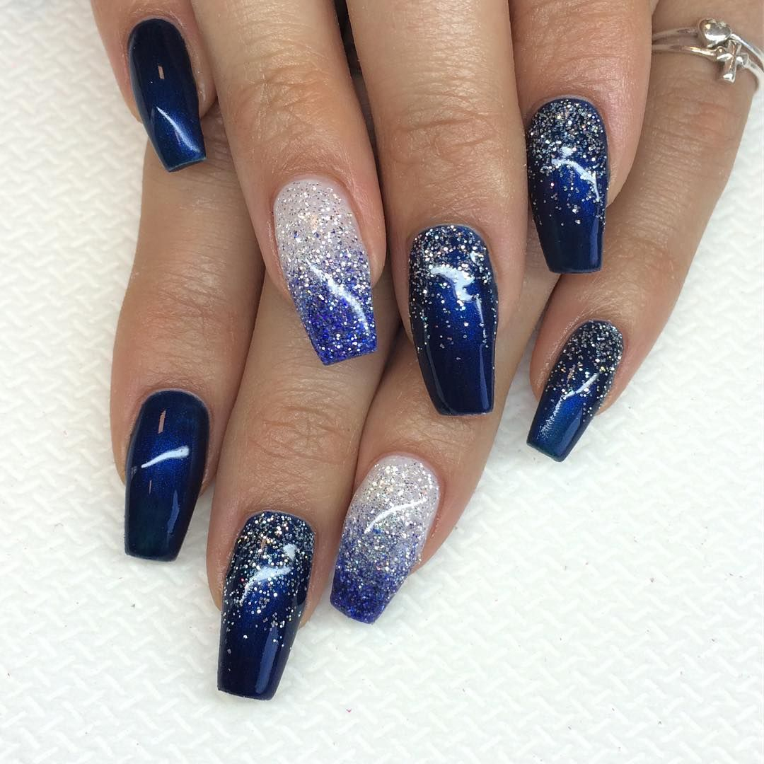 Nail Inspiration (Pinterest @Softcoffee) Blue And Silver Nails, Blue destiné Ongle Bleu Nuit