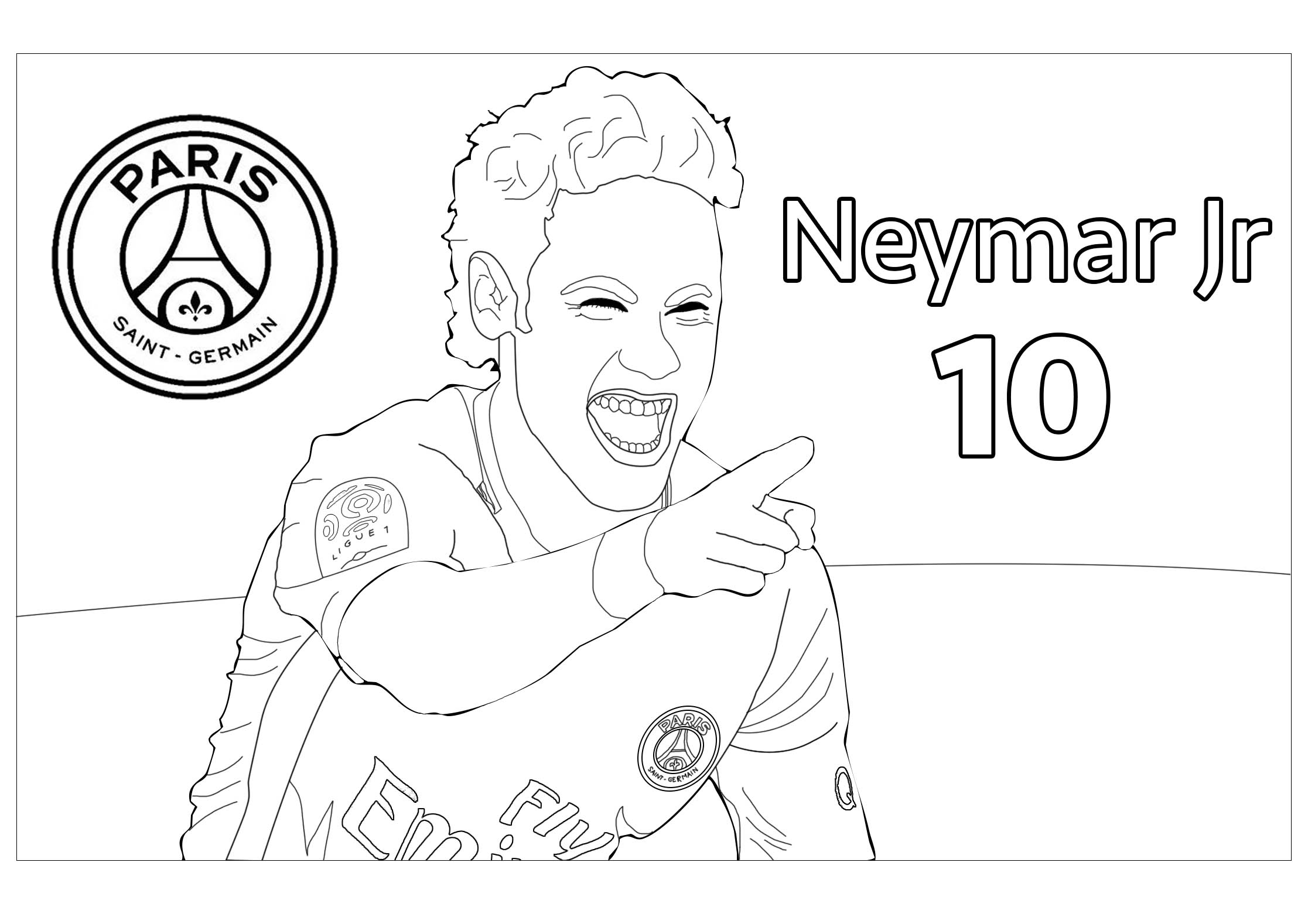 Neymar Jr - Version - 2 - Coloriage Football Pour Enfants intérieur Logo Psg A Colorier