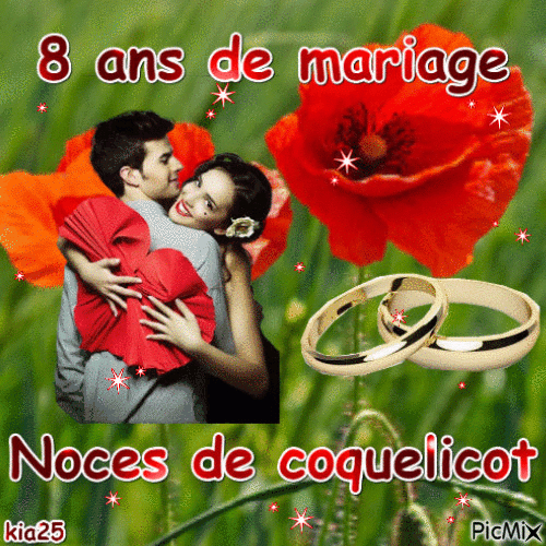Noces De Coquelicot - Free Animated Gif - Picmix encequiconcerne Gif Anniversaire De Mariage