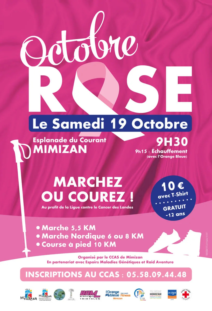 Octobre Rose : Marchez Ou Courez ! À Mimizan Plage Le 19/10/2019 dedans Affiche Octobre Rose 2023