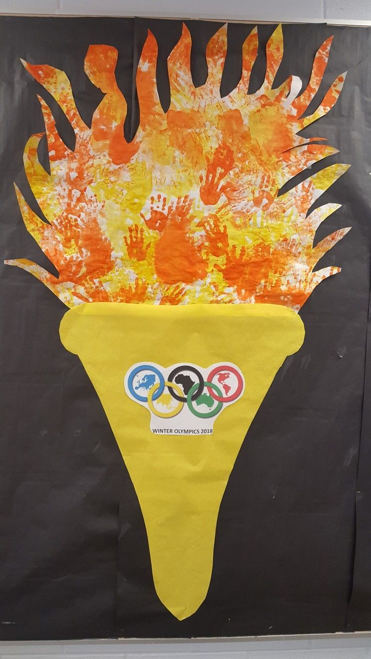 Olympic Torch W/Class Handprints For Flame, #Fetedete #Flame | Jeux intérieur Projet Jeux Olympiques Maternelle