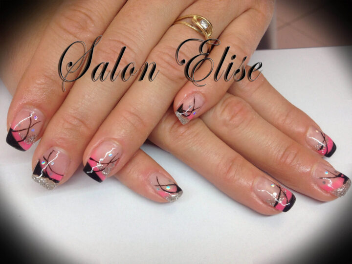 Ongle En Gel Noir Rose Et Paillette | Ongle En Gel Rose, Ongles, Ongle concernant Rose Ete Ongles En Gel