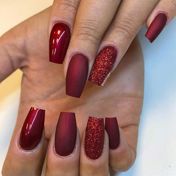 Ongles Rouges Paillettes - Ongles Incroyables serapportantà Idee Ongle Rouge Deco